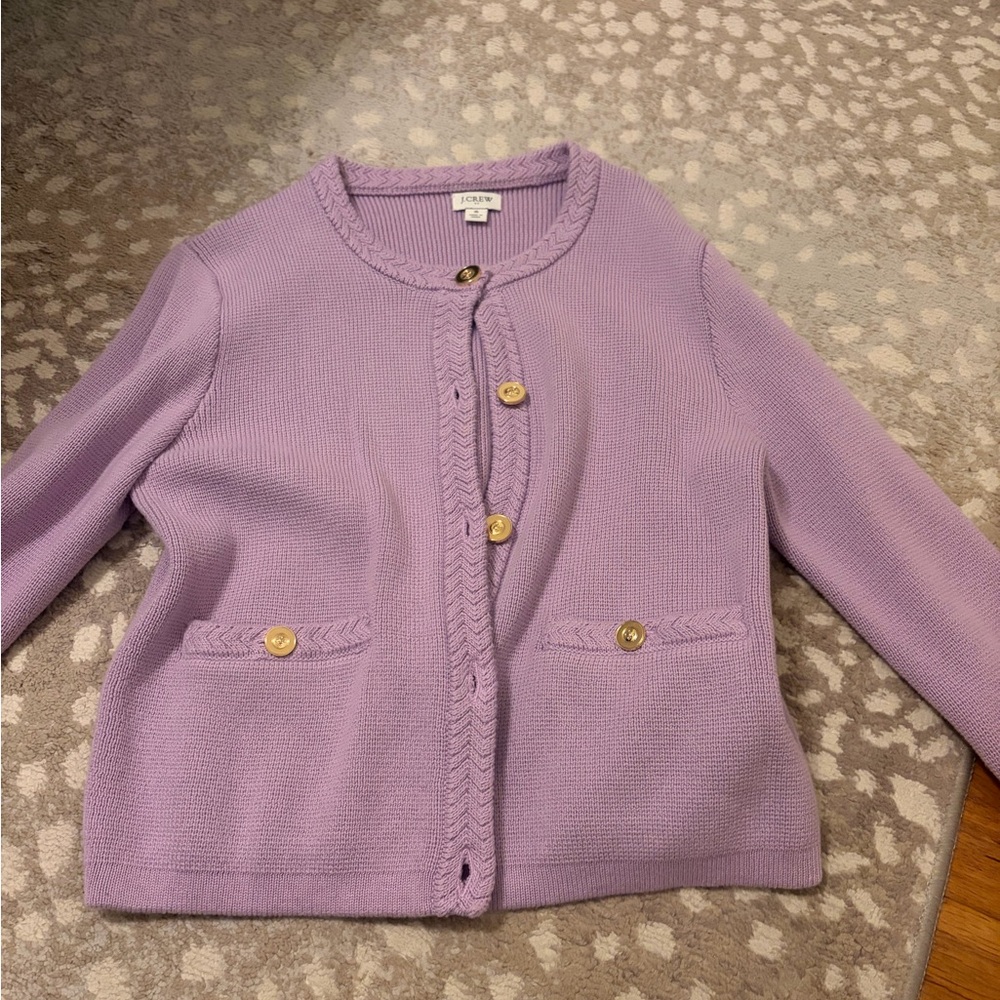NWOT Jcrew Lavender Knit Button Lady Jacket